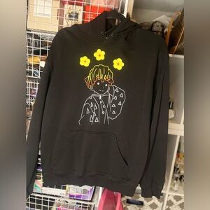 Anime Black Sweater Drawstring Hoodie